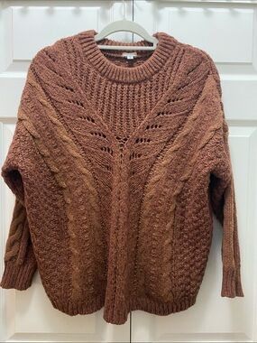 Urban Outfitters ecote Madison Cable Knit Crewneck Sweater - Mauve - Size Small